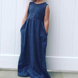 TODDLER MAXI dress 2t, 3t, and 4t. Kids summer. Navy blue. Pockets! NWT. beach